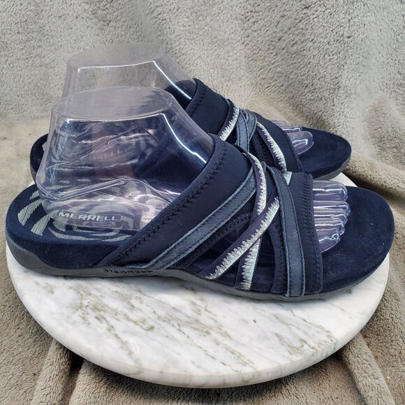 Merrell Shoes Womens Size 10 Navy Blue Textile Terran 3 Cush Slide Sandals - Picture 6 of 10